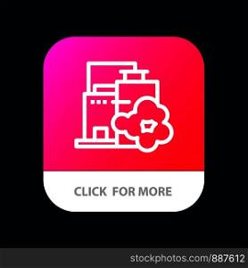 Factory, Industry, Landscape, Pollution Mobile App Button. Android and IOS Line Version