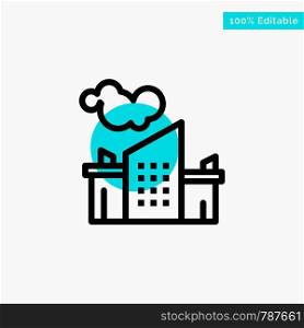Factory, Industry, Landscape, Pollution turquoise highlight circle point Vector icon