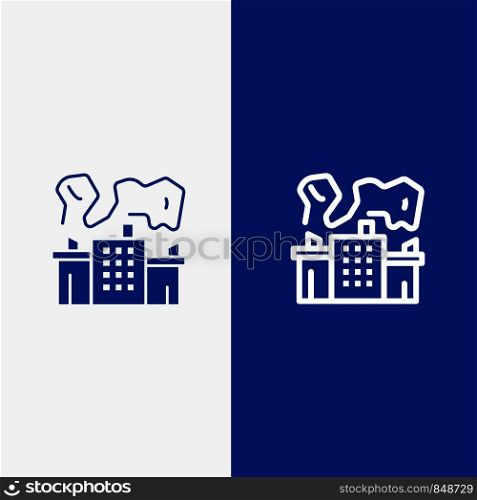 Factory, Industry, Nuclear, Power Line and Glyph Solid icon Blue banner Line and Glyph Solid icon Blue banner
