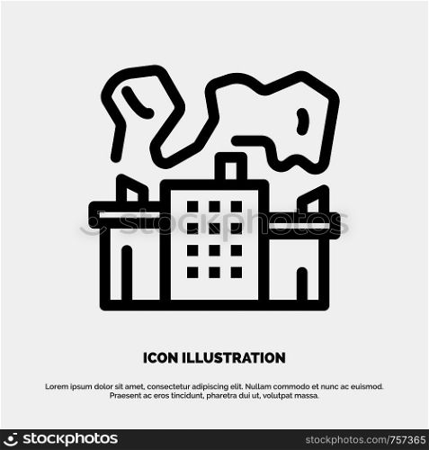 Factory, Industry, Nuclear, Power Line Icon Vector