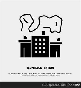 Factory, Industry, Nuclear, Power solid Glyph Icon vector