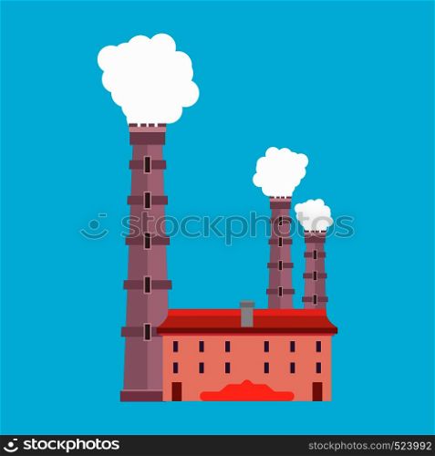 Factory industry production vector icon environment. Pollution smoke architecture refinery. Building manufacturing