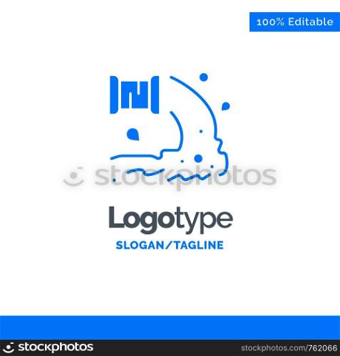 Factory, Industry, Sewage, Waste, Water Blue Solid Logo Template. Place for Tagline