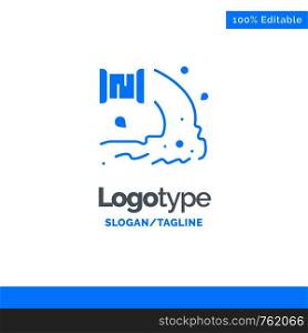 Factory, Industry, Sewage, Waste, Water Blue Solid Logo Template. Place for Tagline