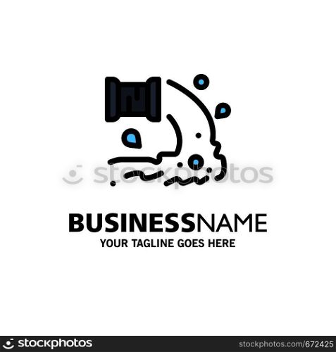 Factory, Industry, Sewage, Waste, Water Business Logo Template. Flat Color
