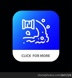 Factory, Industry, Sewage, Waste, Water Mobile App Button. Android and IOS Line Version