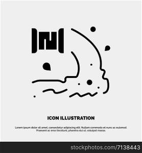Factory, Industry, Sewage, Waste, Water solid Glyph Icon vector