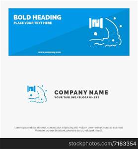 Factory, Industry, Sewage, Waste, Water SOlid Icon Website Banner and Business Logo Template