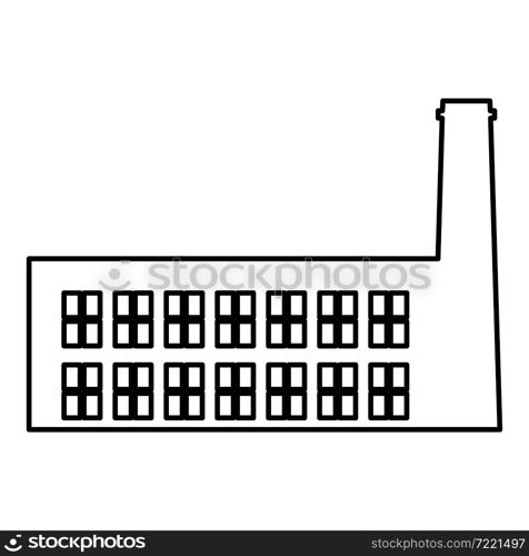 Factory industry silhouette Plant with pipe contour outline icon black color vector illustration flat style simple image. Factory industry silhouette Plant with pipe contour outline icon black color vector illustration flat style image