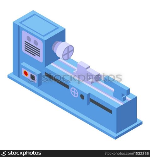 Factory lathe icon. Isometric of factory lathe vector icon for web design isolated on white background. Factory lathe icon, isometric style