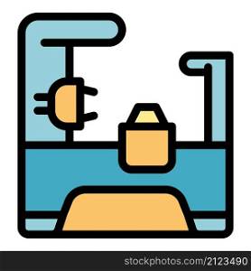 Factory lathe icon. Outline factory lathe vector icon color flat isolated. Factory lathe icon color outline vector