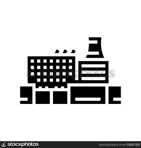 factory plant industry building glyph icon vector. factory plant industry building sign. isolated contour symbol black illustration. factory plant industry building glyph icon vector illustration