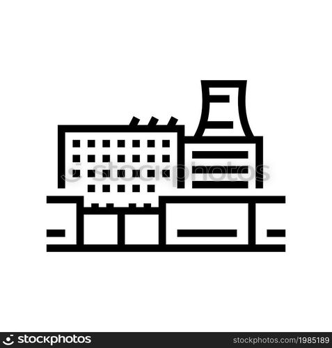 factory plant industry building line icon vector. factory plant industry building sign. isolated contour symbol black illustration. factory plant industry building line icon vector illustration