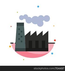 Factory, Pollution, Production, Smoke Abstract Flat Color Icon Template