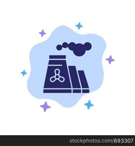 Factory, Pollution, Production, Smoke Blue Icon on Abstract Cloud Background