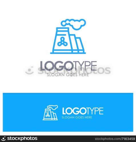Factory, Pollution, Production, Smoke Blue outLine Logo with place for tagline