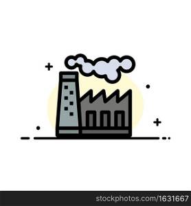 Factory, Pollution, Production, Smoke  Business Flat Line Filled Icon Vector Banner Template