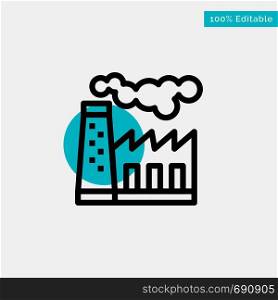 Factory, Pollution, Production, Smoke turquoise highlight circle point Vector icon