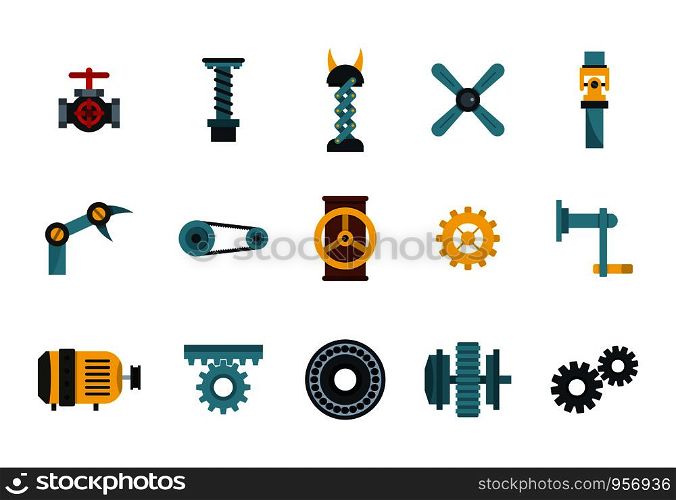 Factory tools icon set. Flat set of factory tools vector icons for web design isolated on white background. Factory tools icon set, flat style