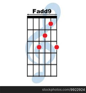 Fadd9  guitar chord icon. Basic guitar chord vector illustration symbol design
