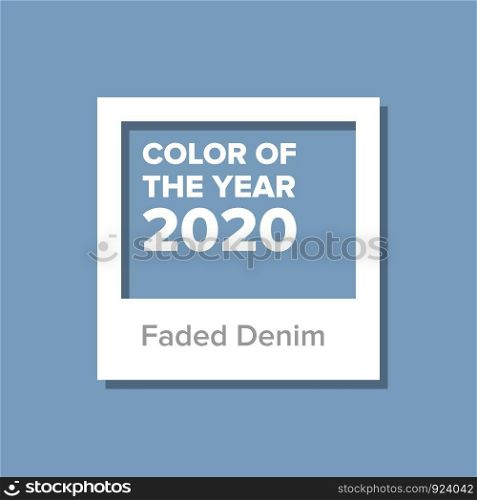 Faded Denim, Color Of The Year 2020. Color trend palette. Swatch. Vector Illustration. Faded Denim, Color Of The Year 2020. Vector