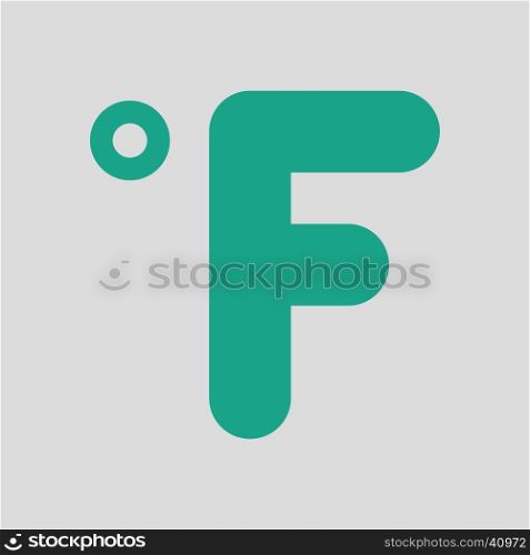 Fahrenheit degree icon. Gray background with green. Vector illustration.