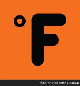 Fahrenheit degree icon. Orange background with black. Vector illustration.