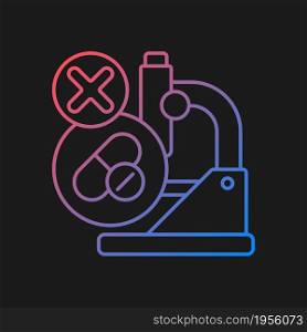 Failed research gradient vector icon for dark theme. Setback in clinical trial. Lack of funding and efficacy. Thin line color symbol. Modern style pictogram. Vector isolated outline drawing. Failed research gradient vector icon for dark theme