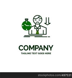 failure, fail, sad, depression, time Flat Business Logo template. Creative Green Brand Name Design.