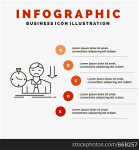 failure, fail, sad, depression, time Infographics Template for Website and Presentation. Line Gray icon with Orange infographic style vector illustration. Vector EPS10 Abstract Template background