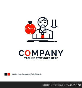 failure, fail, sad, depression, time Logo Design. Blue and Orange Brand Name Design. Place for Tagline. Business Logo template.