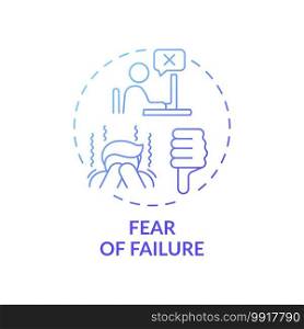 Failure fear concept icon. Procrastination reason idea thin line illustration. Avoiding potentially harmful situations. Atychiphobia. Unworthiness emotion. Vector isolated outline RGB color drawing. Failure fear concept icon