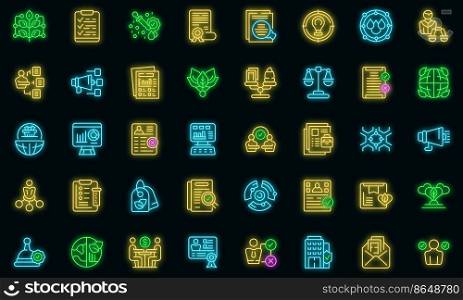 Fair trade icons set outline vector. Fair product. Labor extension. Fair trade icons set vector neon