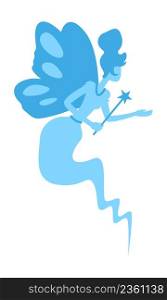 Fairy godmother semi flat color vector character. Flying figure. Full body person on white. Blue enchantress granting wishes simple cartoon style illustration for web graphic design and animation. Fairy godmother semi flat color vector character