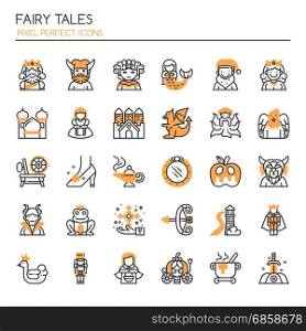 Fairy Tales Elements , Thin Line and Pixel Perfect Icons