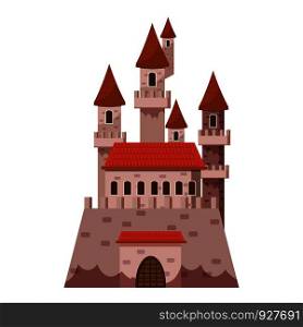 Fairytale castle icon. Cartoon illustration of castle vector icon for web isolated on white background. Fairytale castle icon, cartoon style