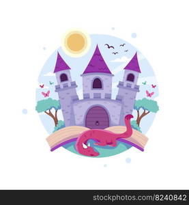 fairytale concept castle dragon knight princess