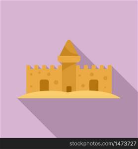 Fairytale sand castle icon. Flat illustration of fairytale sand castle vector icon for web design. Fairytale sand castle icon, flat style