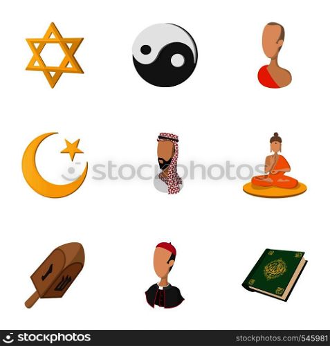 Faith icons set. Cartoon illustration of 9 faith vector icons for web. Faith icons set, cartoon style