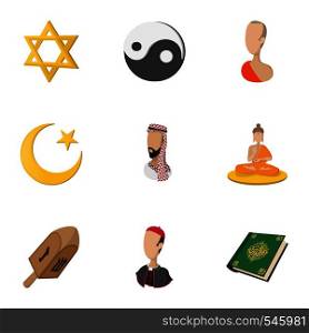 Faith icons set. Cartoon illustration of 9 faith vector icons for web. Faith icons set, cartoon style