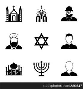 Faith icons set. Simple illustration of 9 faith vector icons for web. Faith icons set, simple style