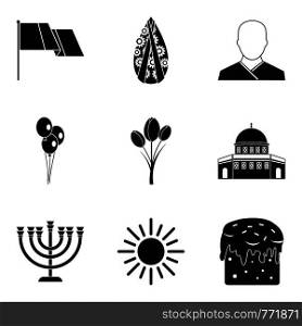 Faith icons set. Simple set of 9 faith vector icons for web isolated on white background. Faith icons set, simple style