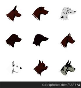 Faithful friend dog icons set. Flat illustration of 9 faithful friend dog vector icons for web. Faithful friend dog icons set, flat style