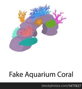 Fake aquarium coral icon. Isometric of fake aquarium coral vector icon for web design isolated on white background. Fake aquarium coral icon, isometric style