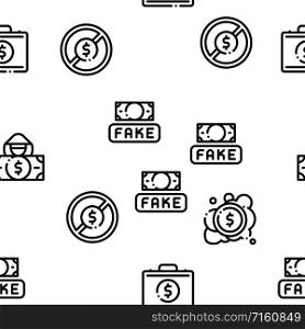 Fake Money Seamless Pattern Vector Thin Line. Illustrations. Fake Money Seamless Pattern Vector
