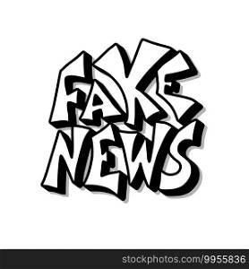 Fake news text. Banner design template with stylized phrase. Vector color illustration.