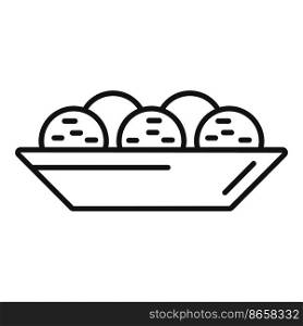 Falafel ball icon outline vector. Cooking plate. Vegan delicious. Falafel ball icon outline vector. Cooking plate