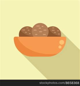 Falafel plate icon flat vector. Cooking ball. Healthy salad. Falafel plate icon flat vector. Cooking ball