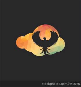 Falcon cloud vector logo design. Abstract eagle and cloud logo design.