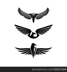 Falcon, eagle Logo and wings Template vector illustration design icon